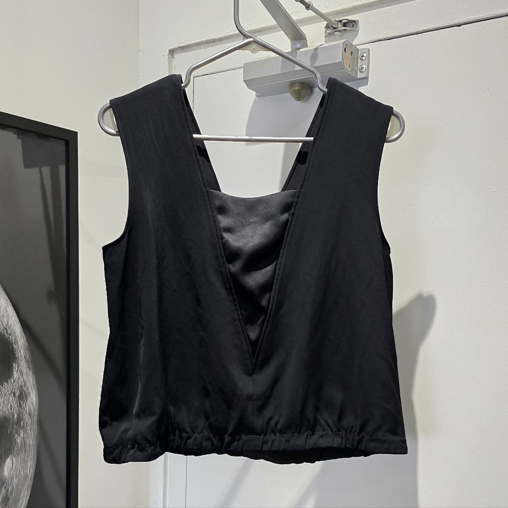 🟣✅️Rag & Bone Satin Effect Black V-Neck Tank Top
